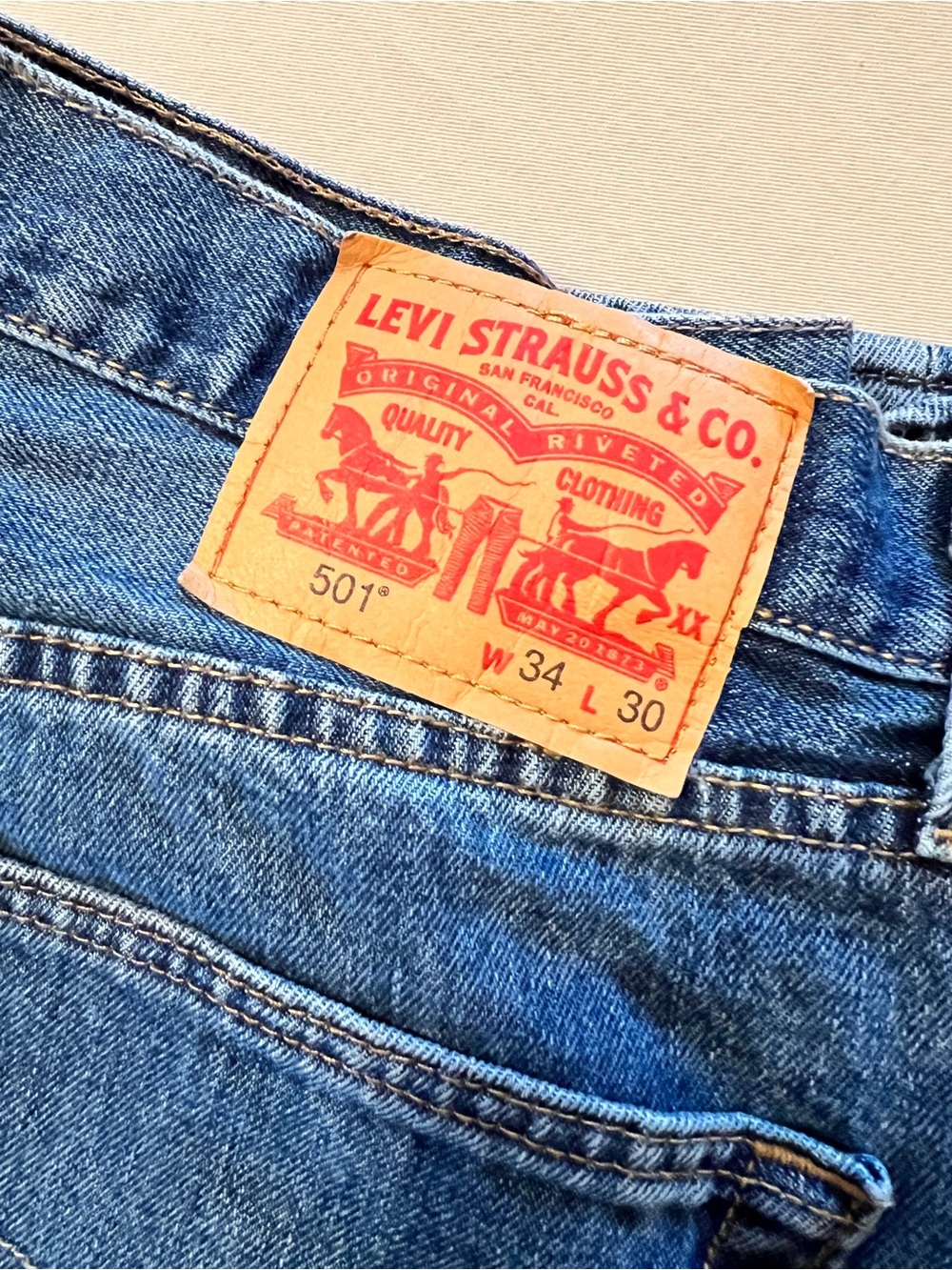 Levi's Men's 501 Button Fly Blue Denim Straight Jeans